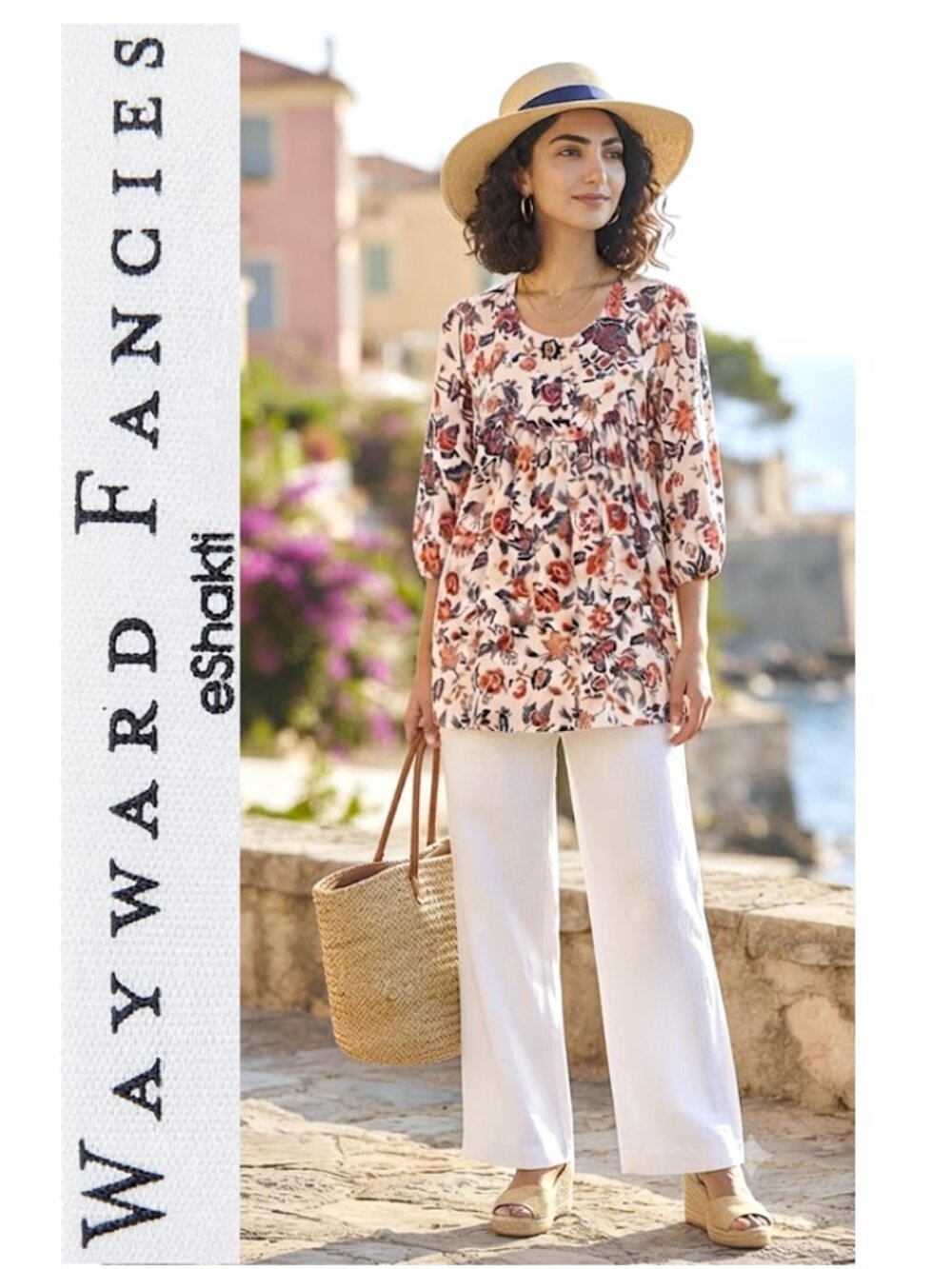 (3 for $30) Wayward Fancies - Floral puff sleeve lightweight tunic top